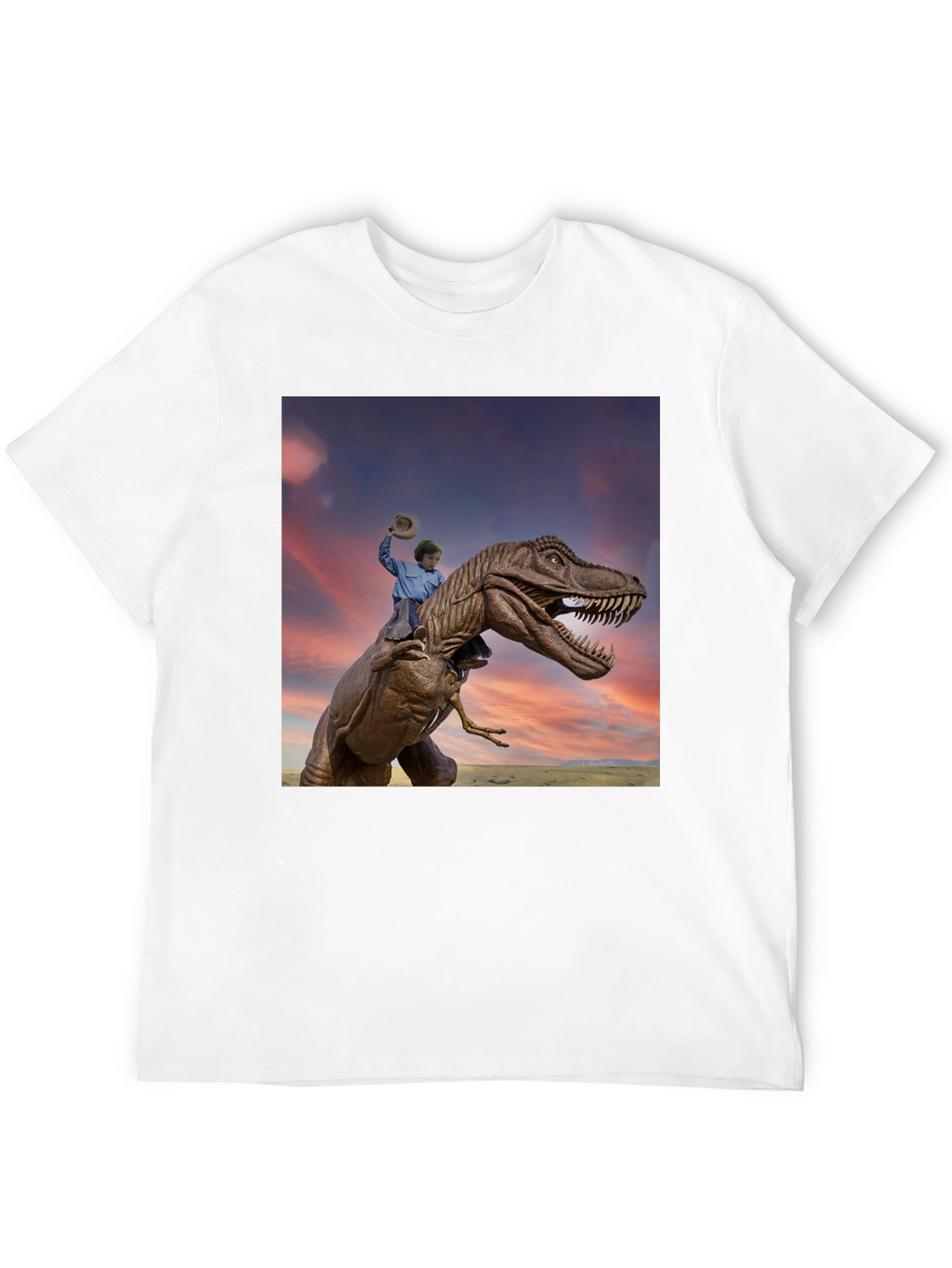 Dino Rider Graphic Tee - Black Cotton T-Shirt