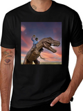 Dino Rider Graphic Tee - Black Cotton T-Shirt