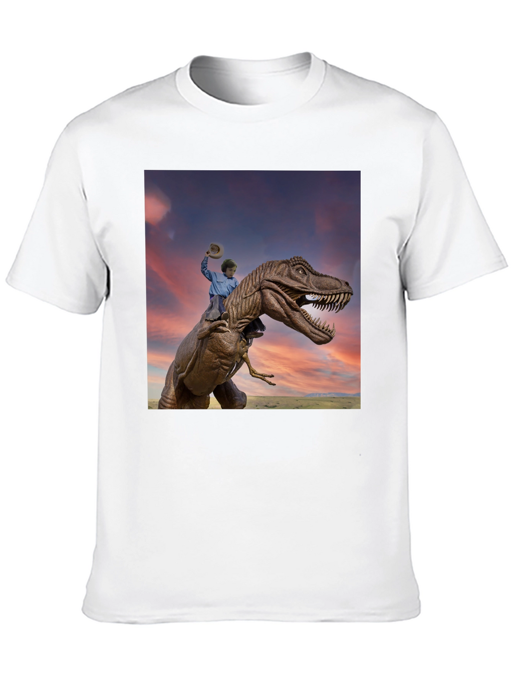 Dino Rider Graphic Tee - Black Cotton T-Shirt