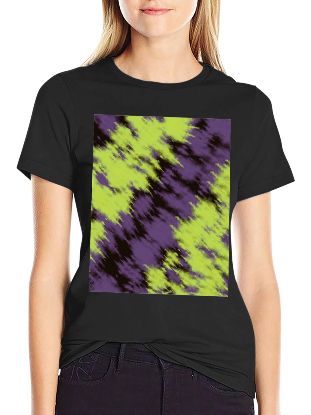 Abstract Purple & Green Tee - Casual Style