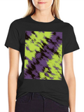 Abstract Purple & Green Tee - Casual Style