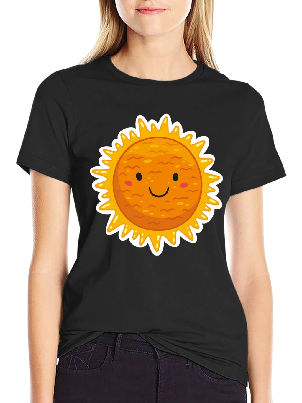 Smiling Sun Graphic Black T-Shirt