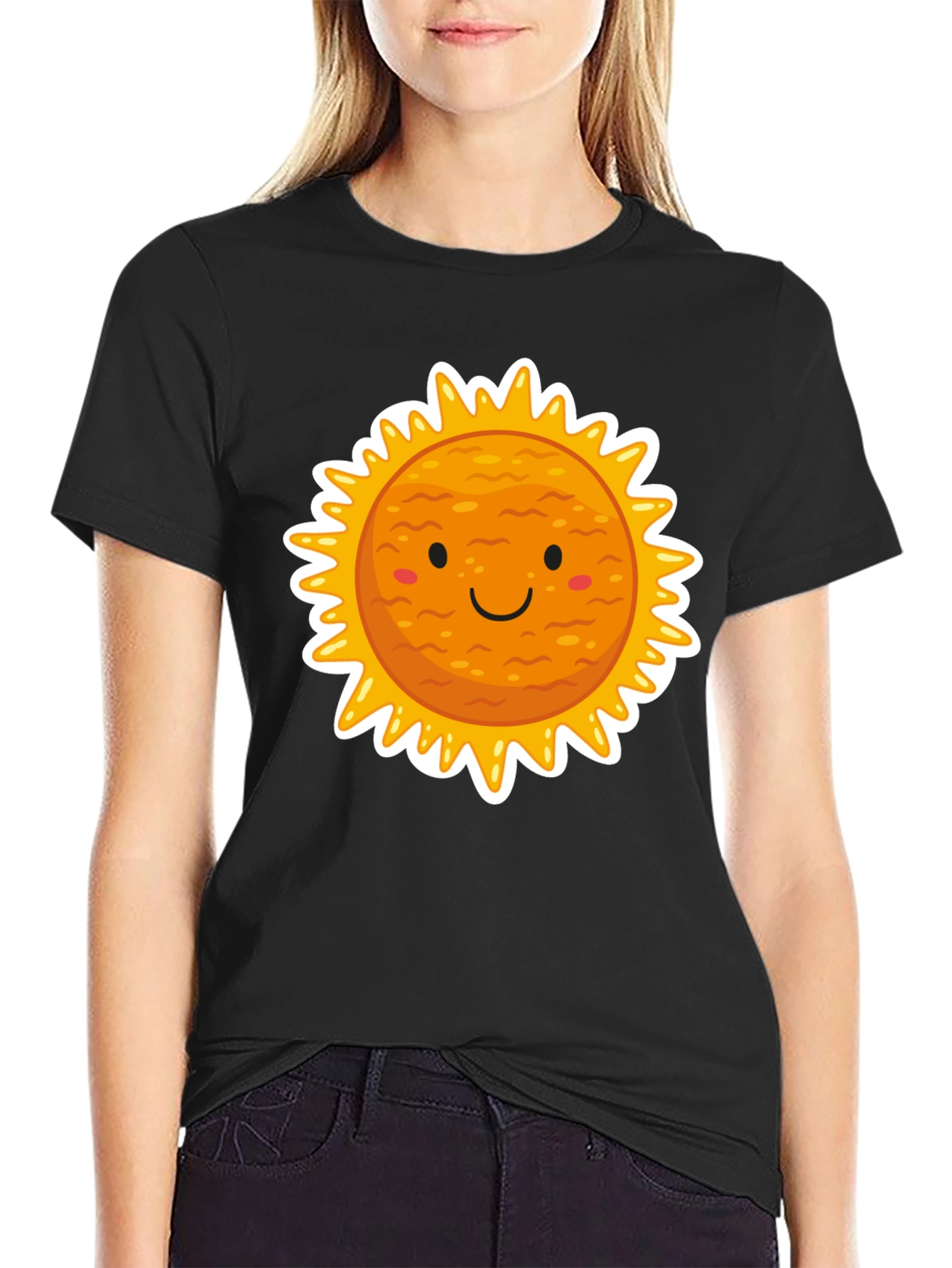 Smiling Sun Graphic Black T-Shirt