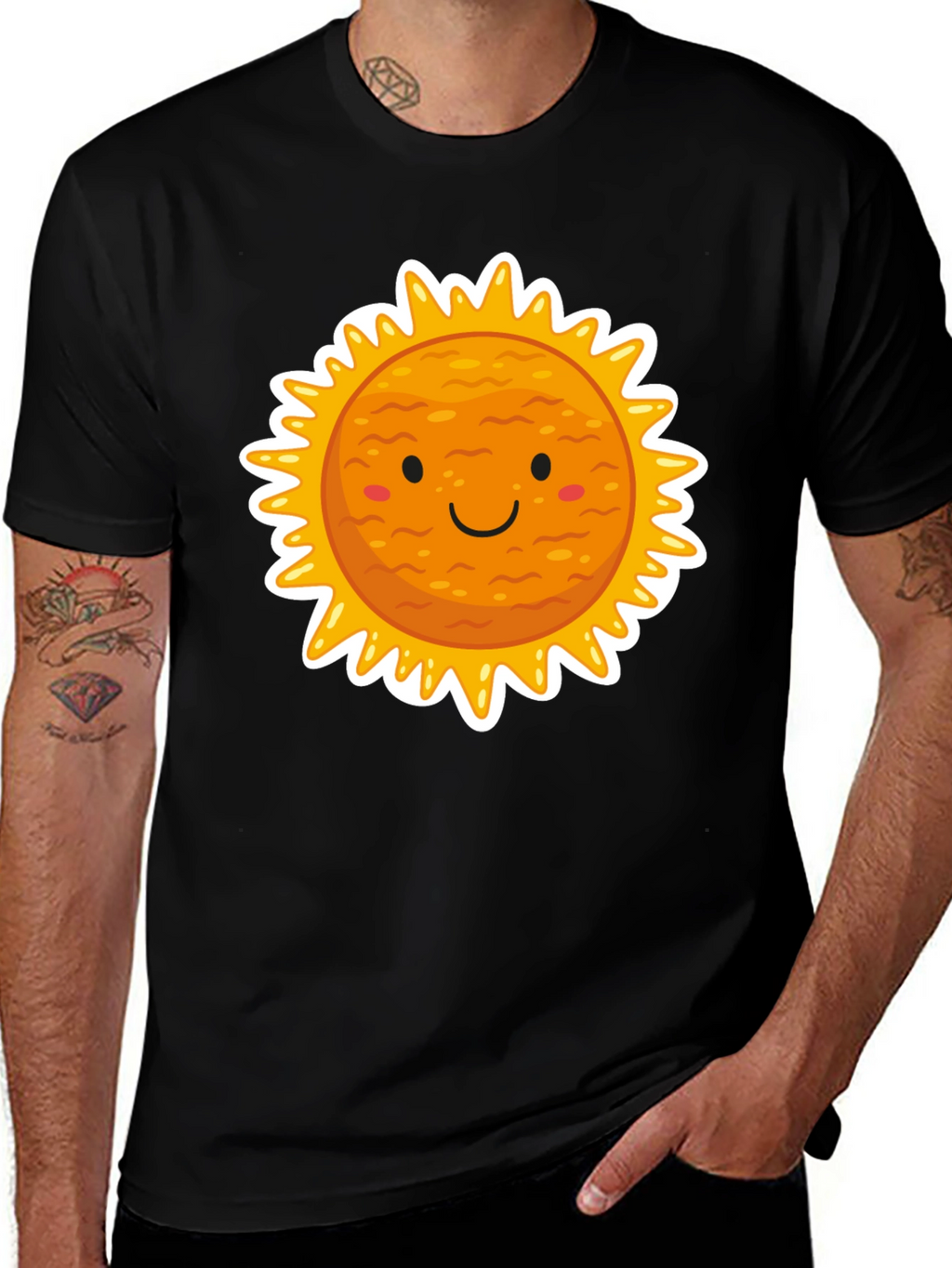Smiling Sun Graphic Black T-Shirt