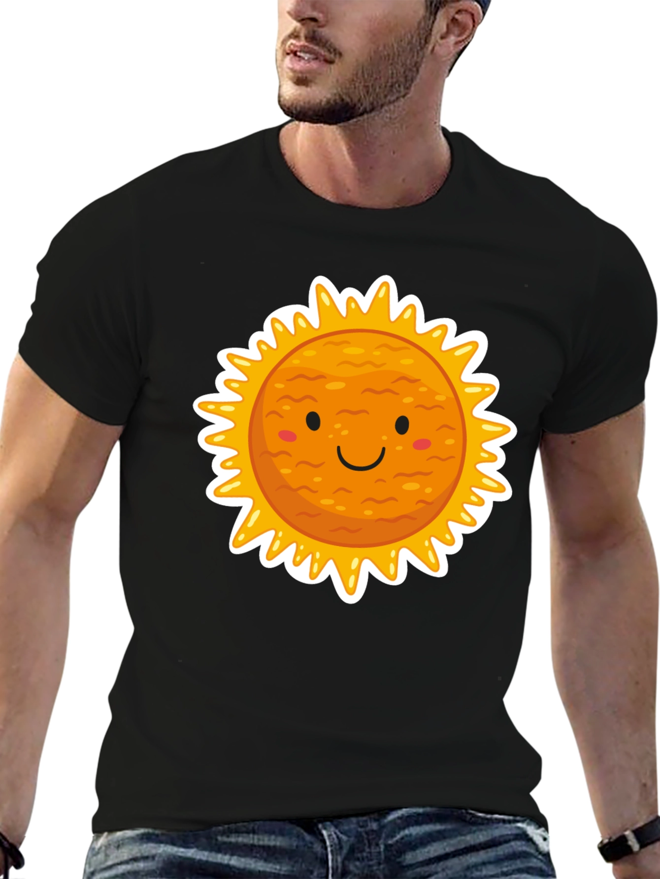 Smiling Sun Graphic Black T-Shirt
