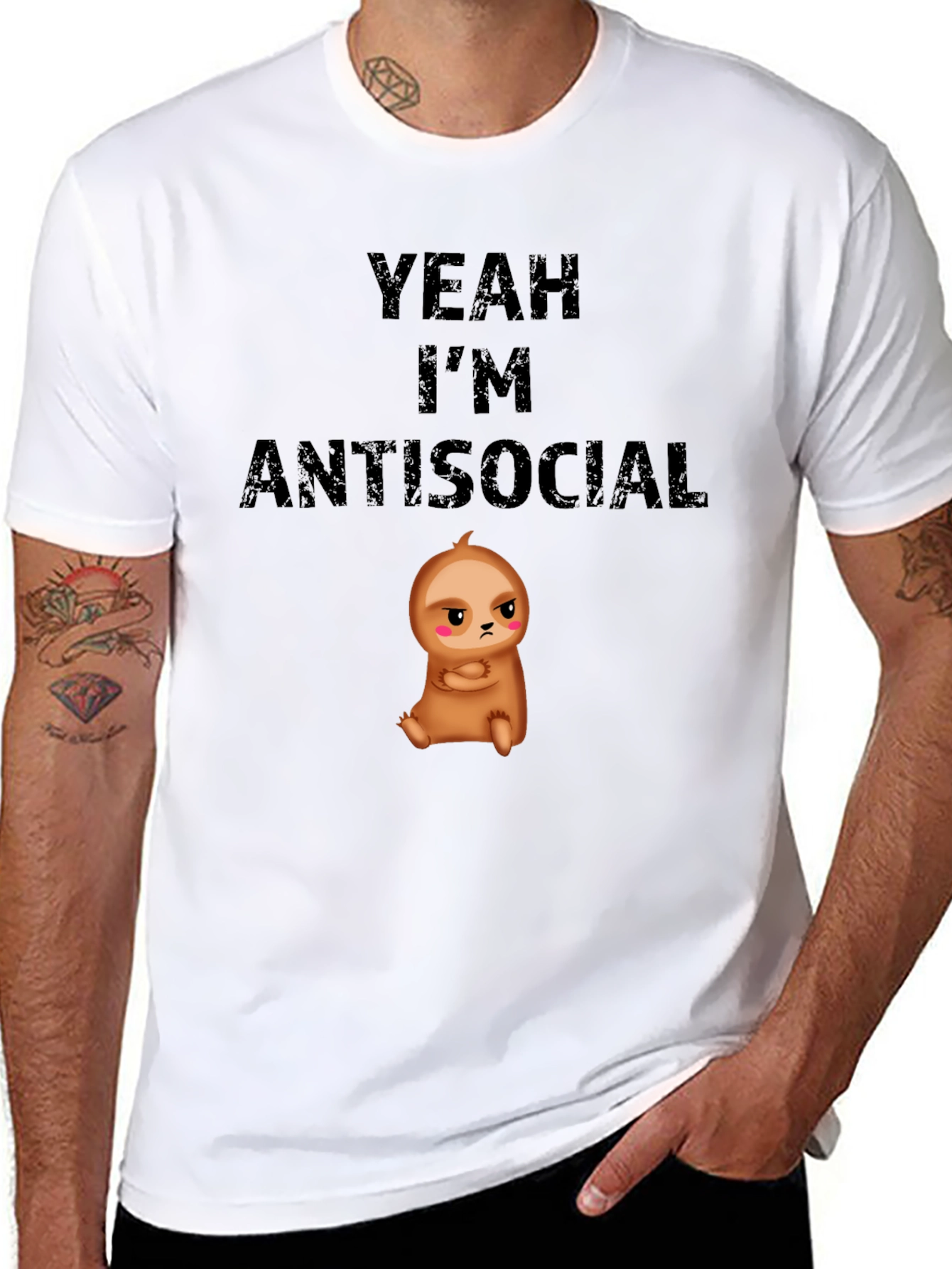 Antisocial Sloth Graphic T-Shirt - Funny & Comfy