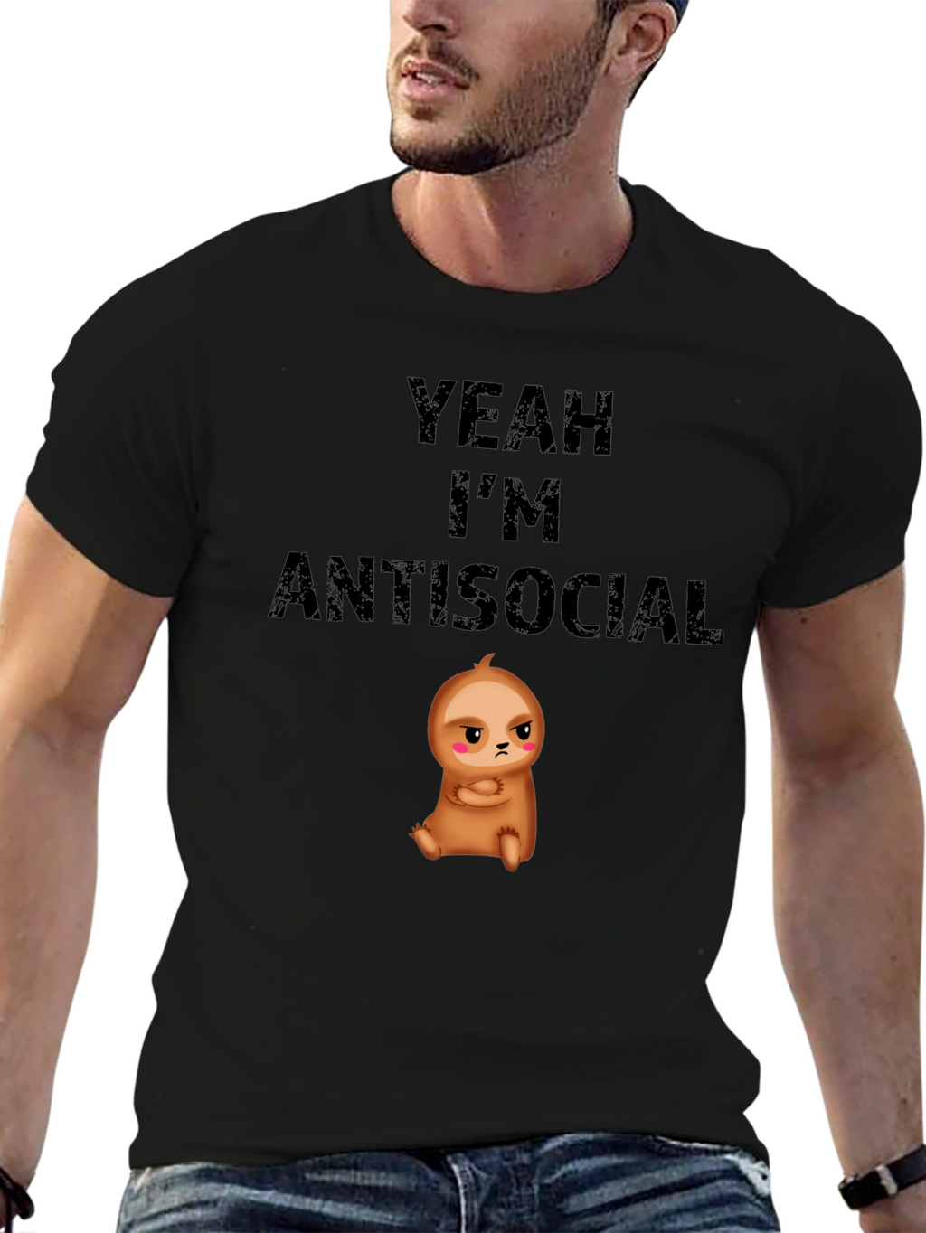 Antisocial Sloth Graphic T-Shirt - Funny & Comfy