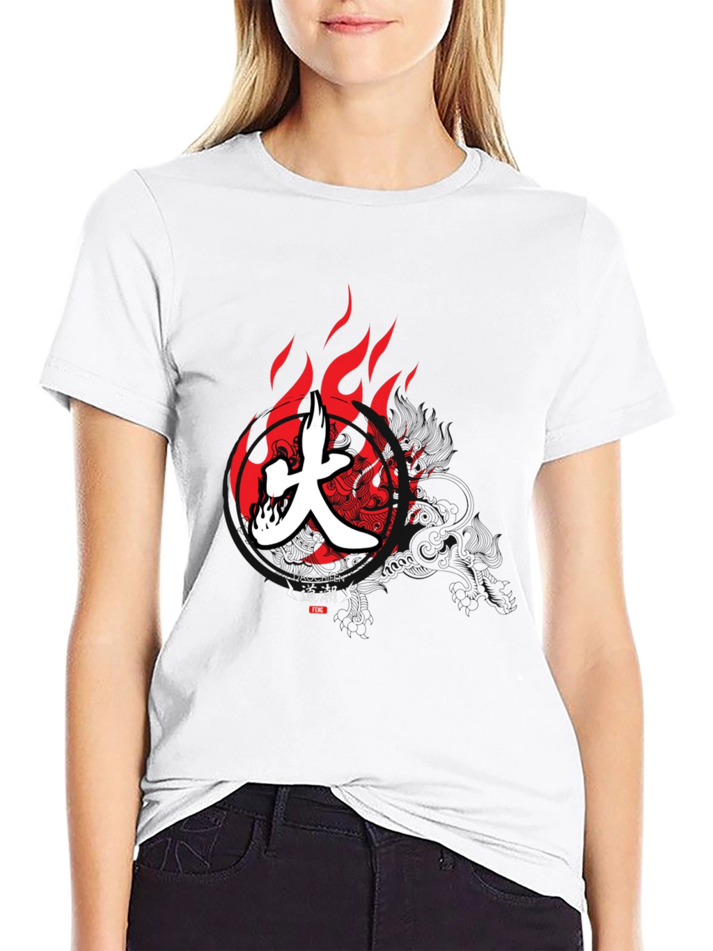 Japanese Kanji Fire T-Shirt - Stylish Graphic Tee
