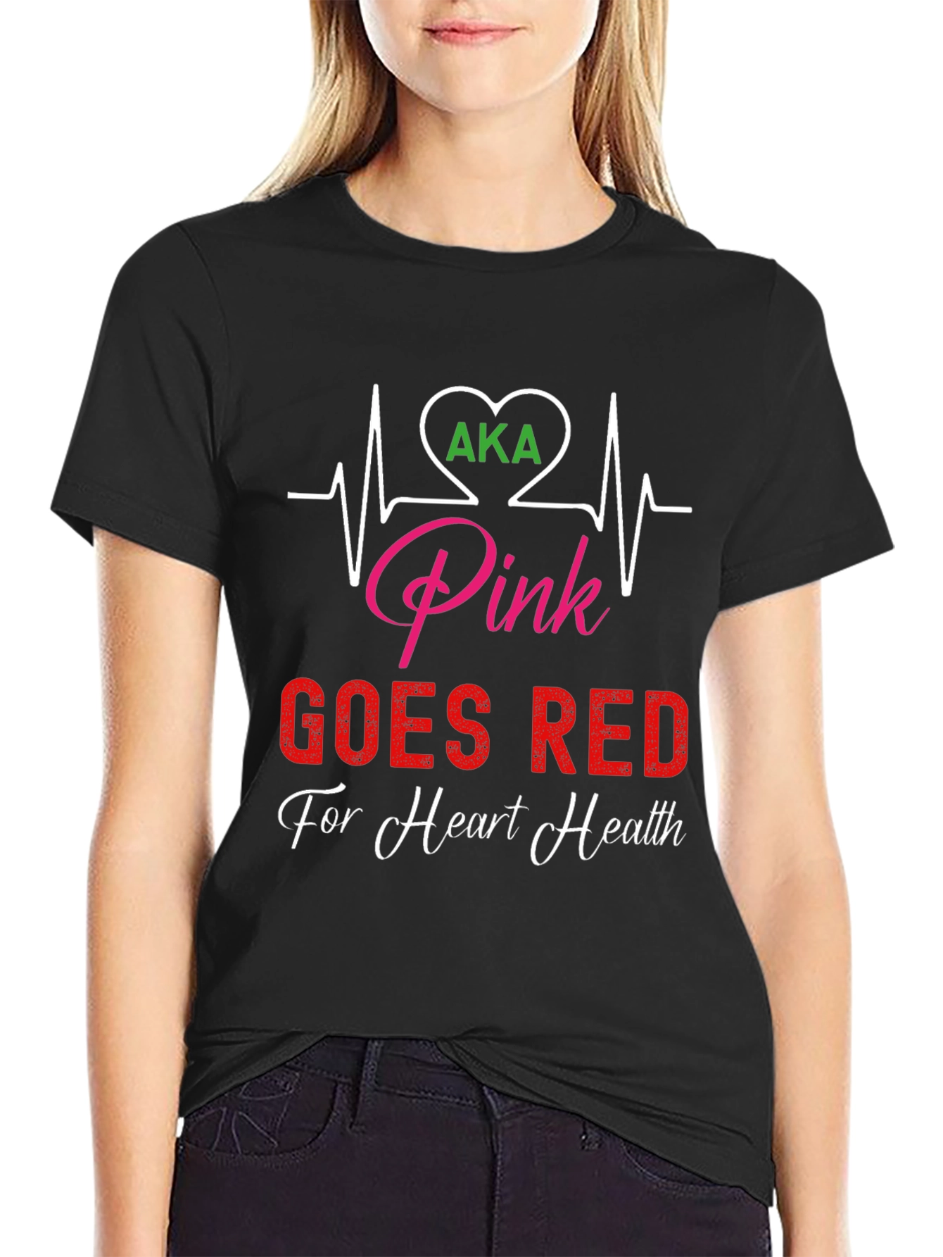 AKA Pink Goes Red for Heart Health T-Shirt