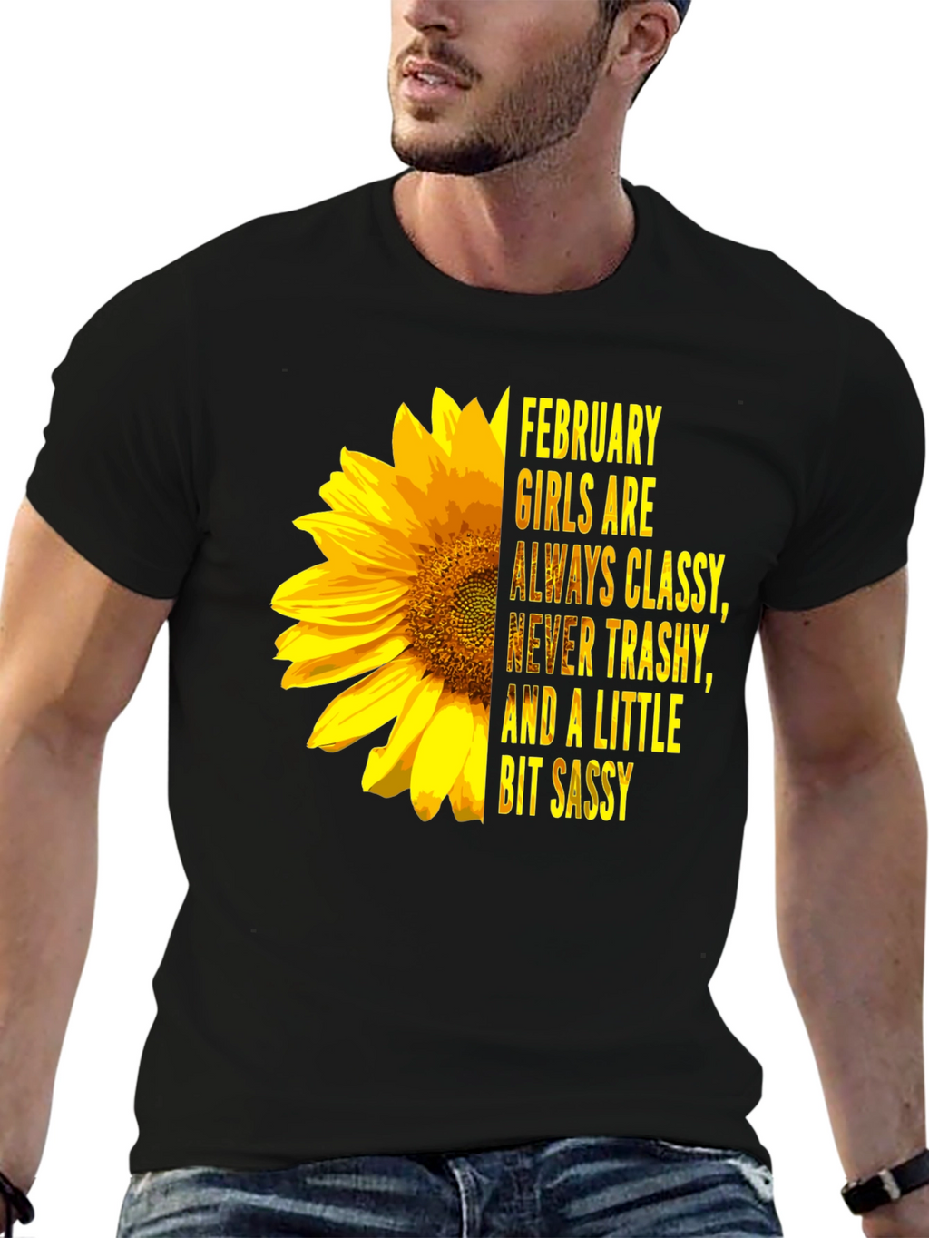 February Girl Sunflower Graphic Tee - Classy Sassy Shirt