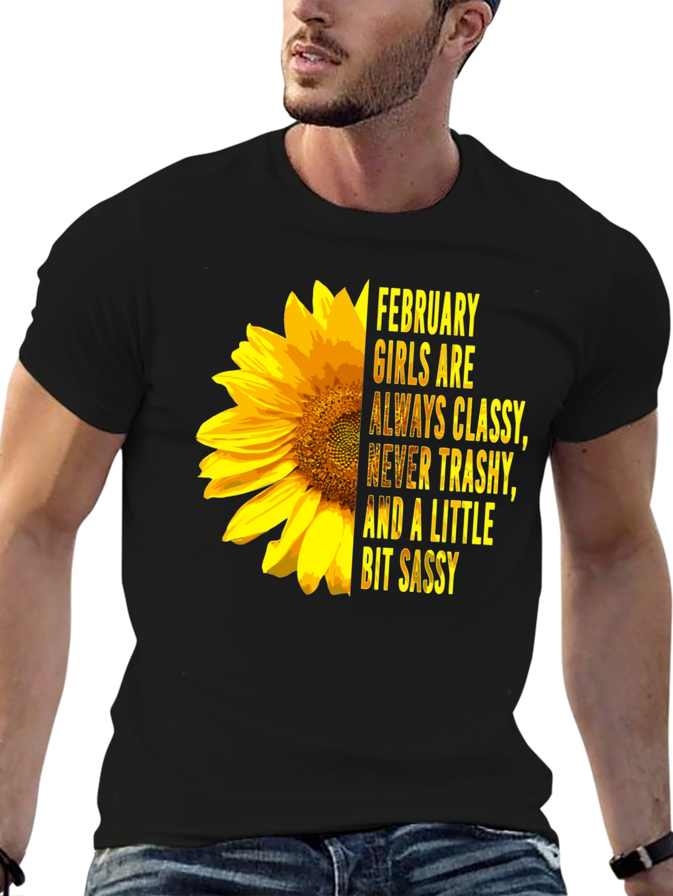 February Girl Sunflower Graphic Tee - Classy Sassy Shirt