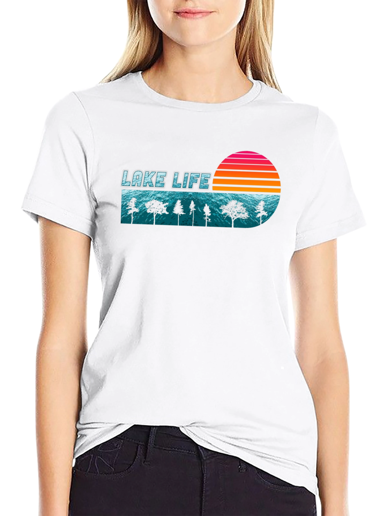 Lake Life Retro Sunset Graphic T-Shirt