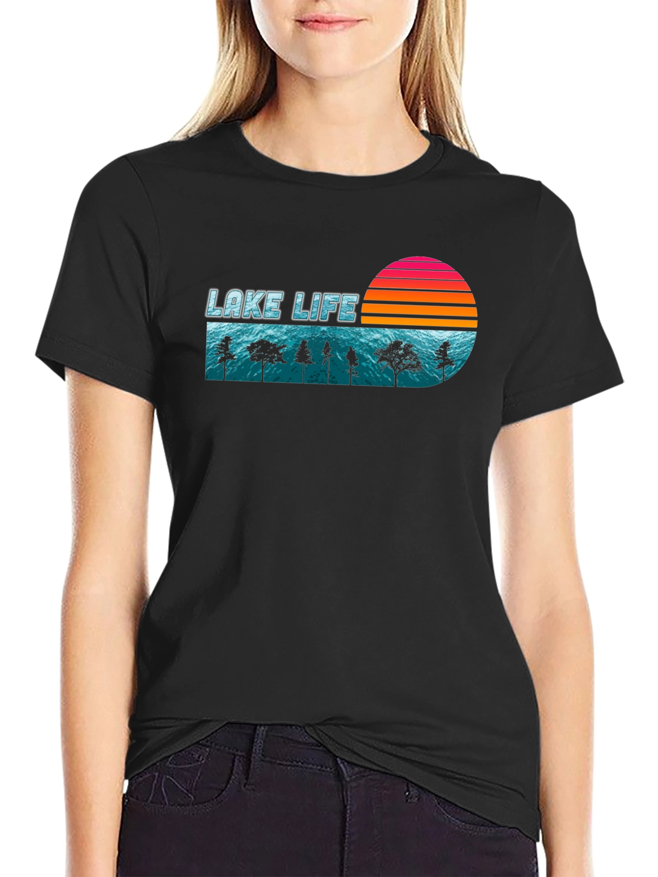 Lake Life Retro Sunset Graphic T-Shirt