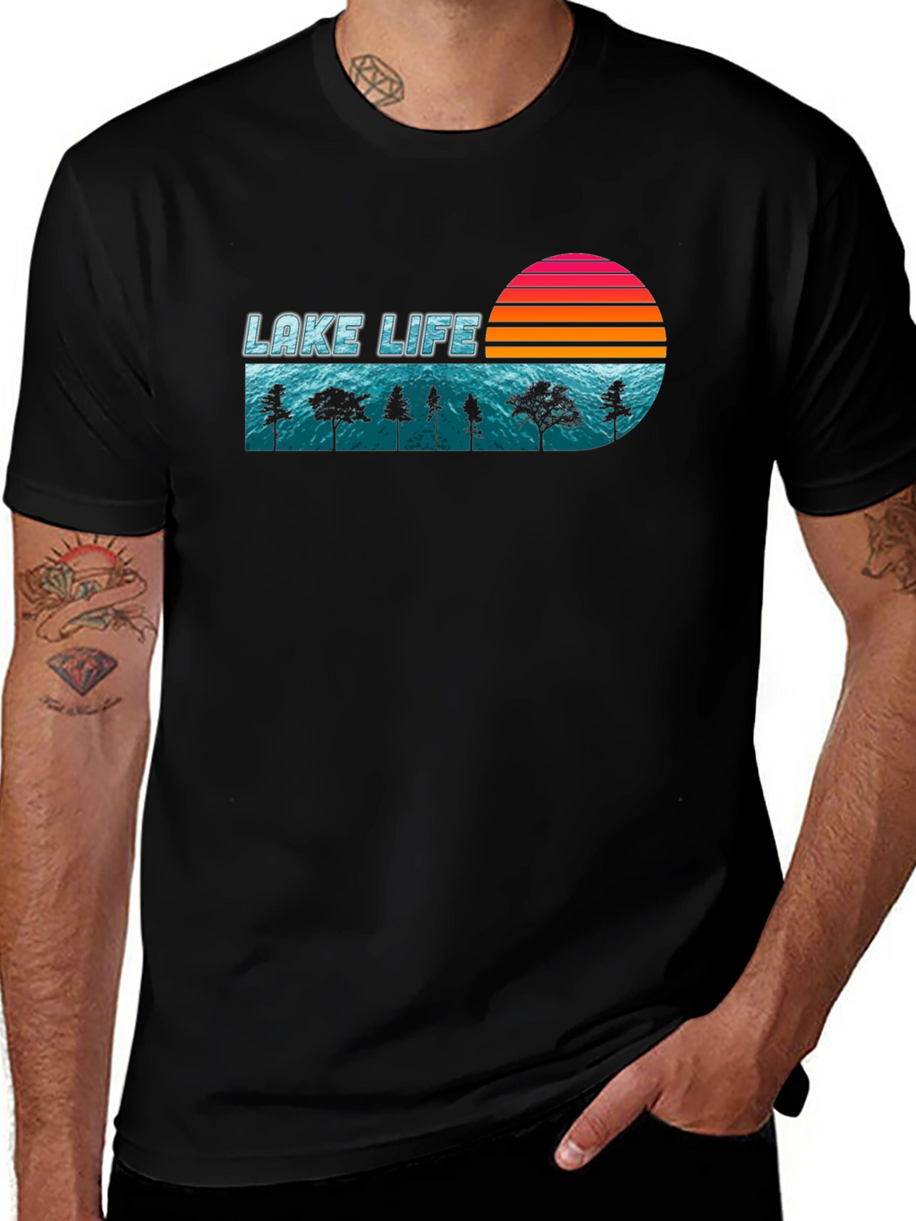 Lake Life Retro Sunset Graphic T-Shirt