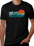 Lake Life Retro Sunset Graphic T-Shirt