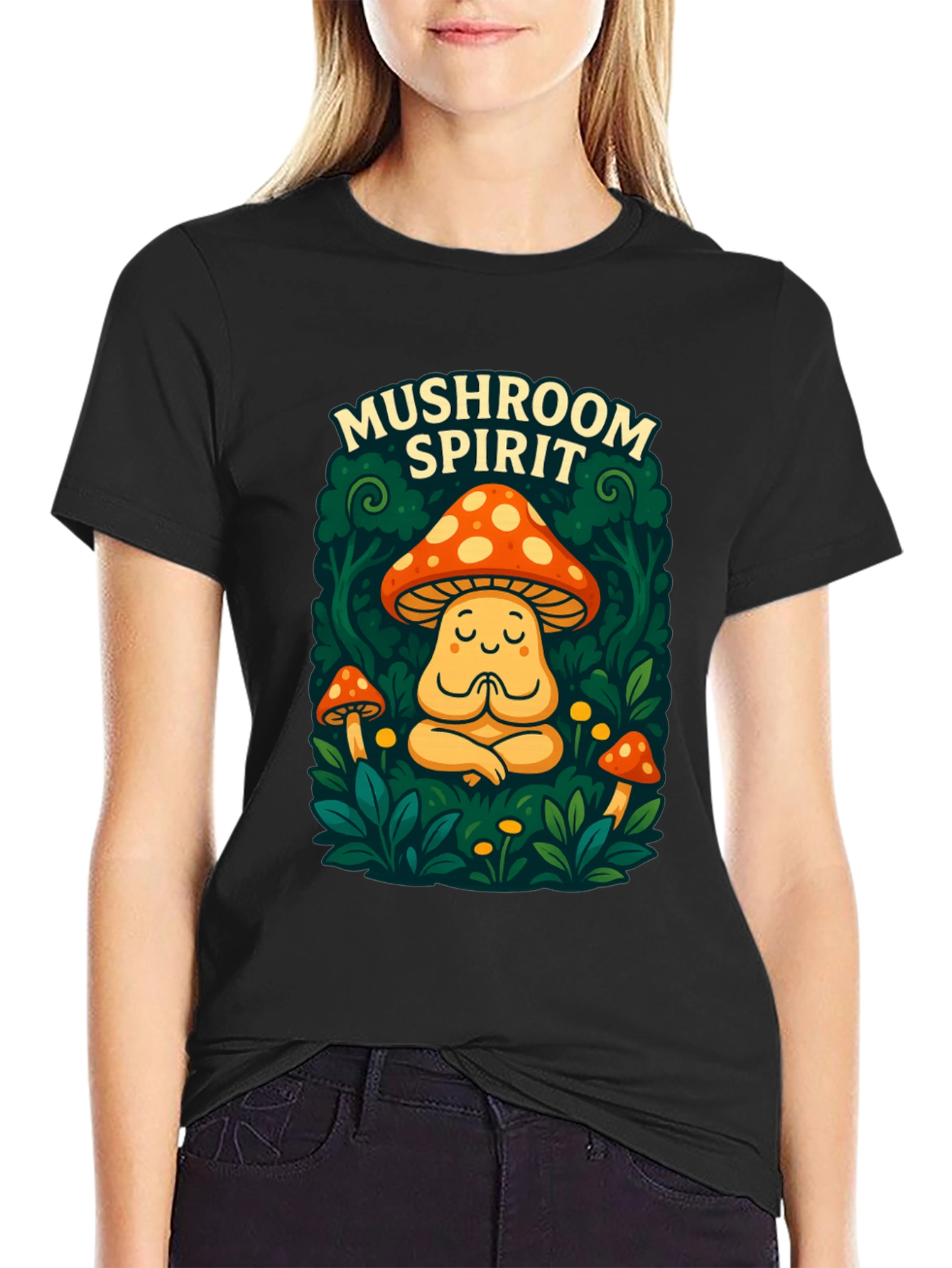 Mushroom Spirit Graphic Tee - Black