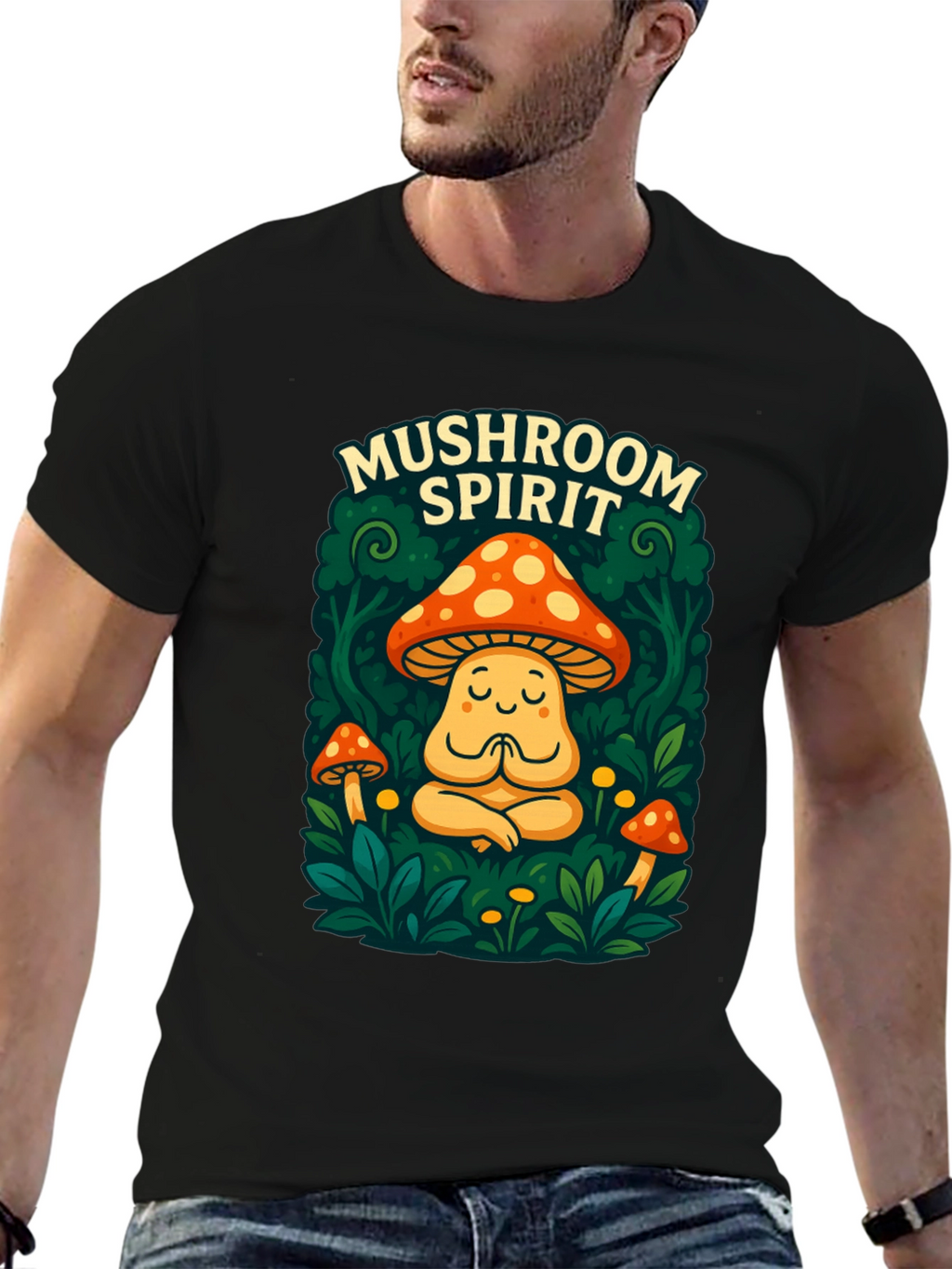 Mushroom Spirit Graphic Tee - Black