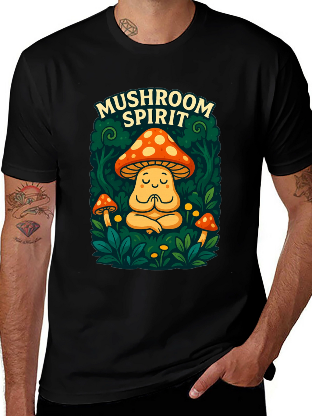 Mushroom Spirit Graphic Tee - Black
