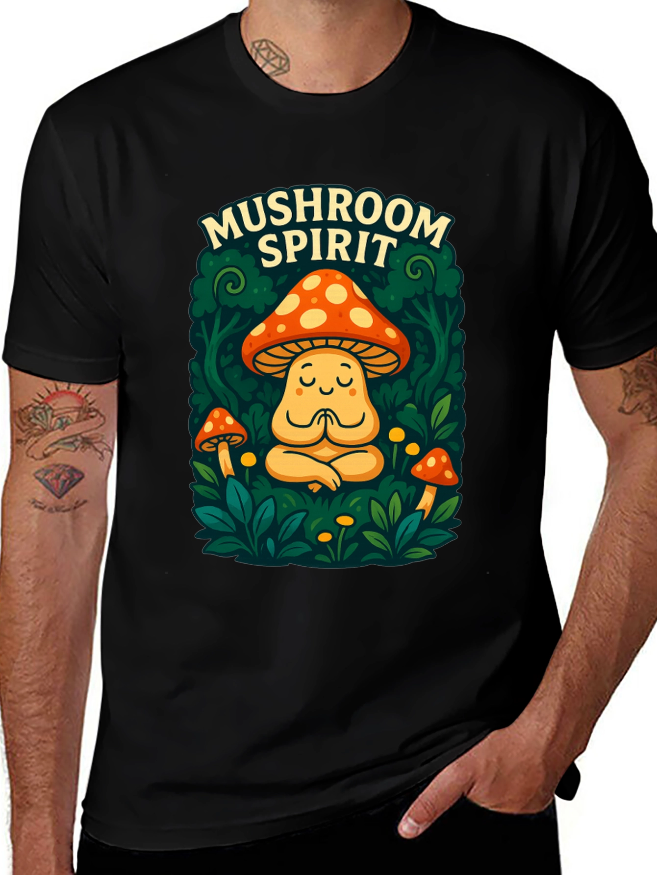 Mushroom Spirit Graphic Tee - Black