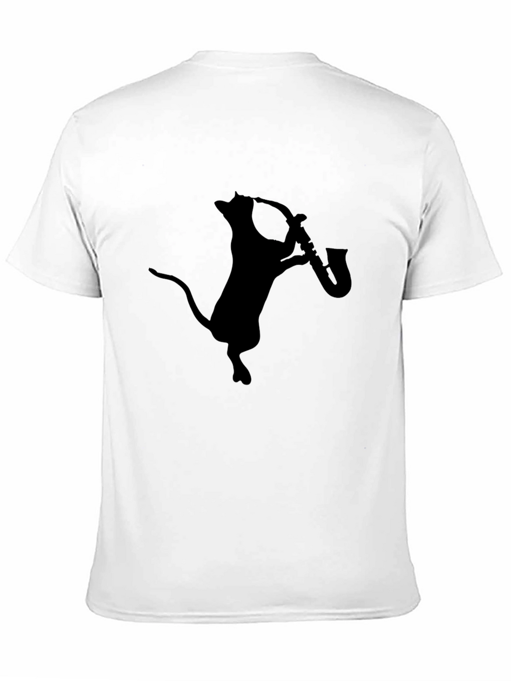 Cat Playing Saxophone Black Graphic Tee