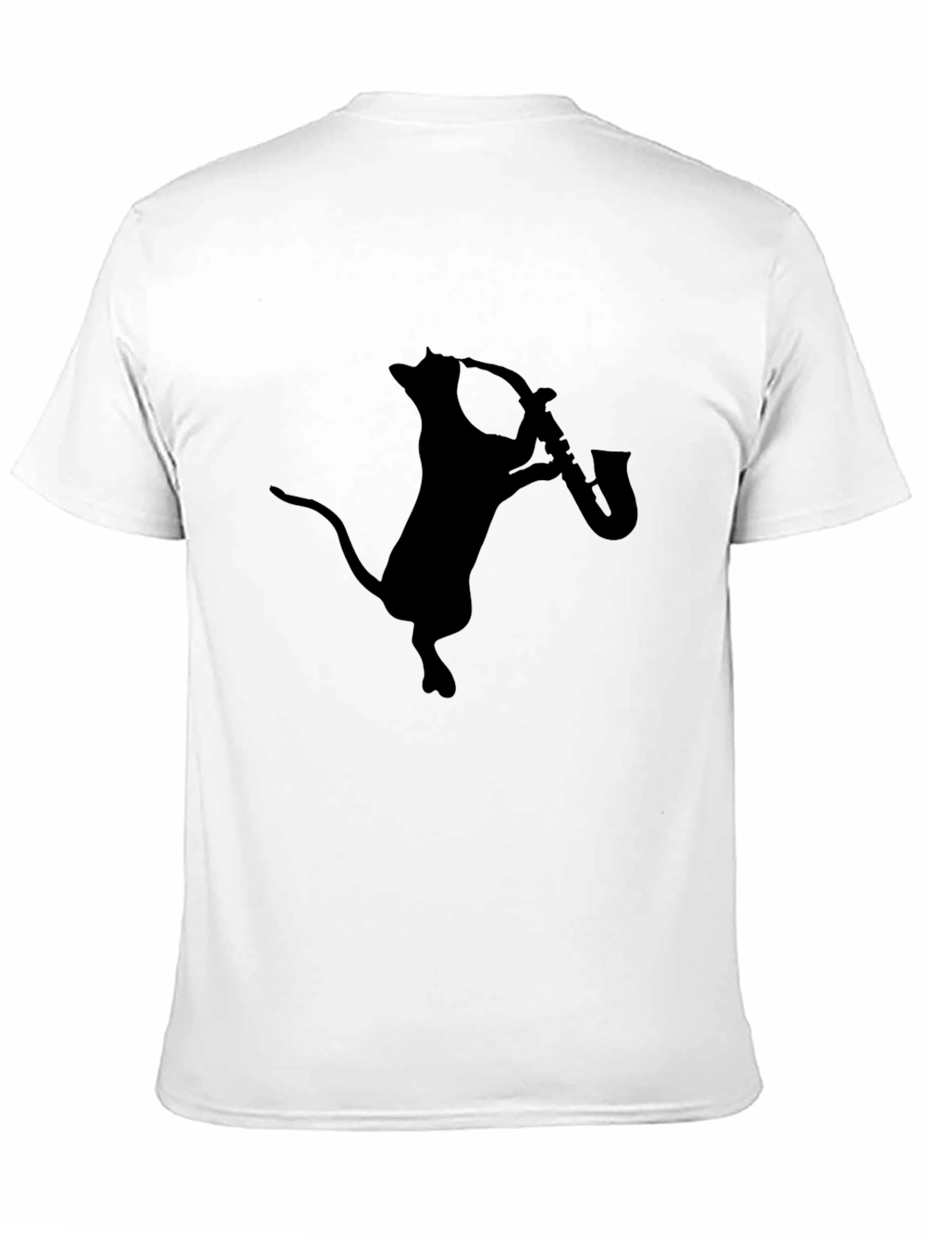 Cat Playing Saxophone Black Graphic Tee