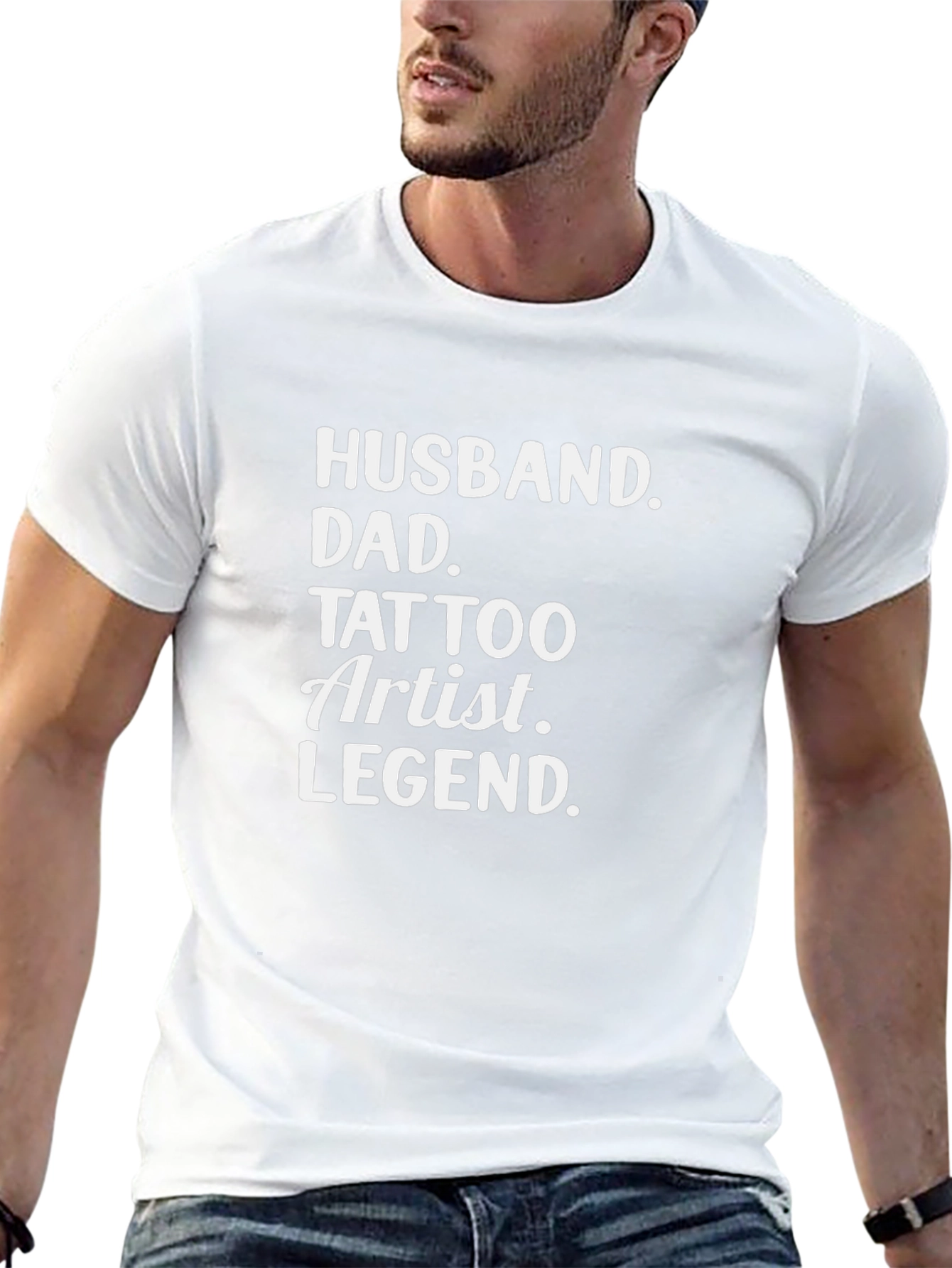 Husband Dad Tattoo Artist Legend Black T-Shirt