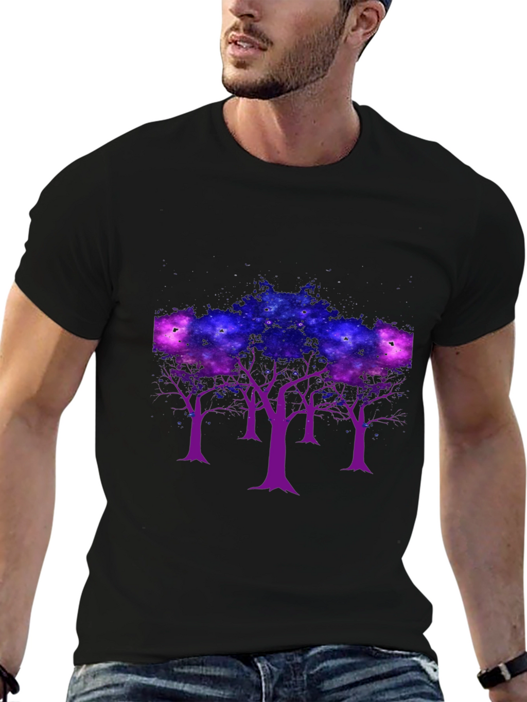 Galaxy Trees Graphic Tee - Black