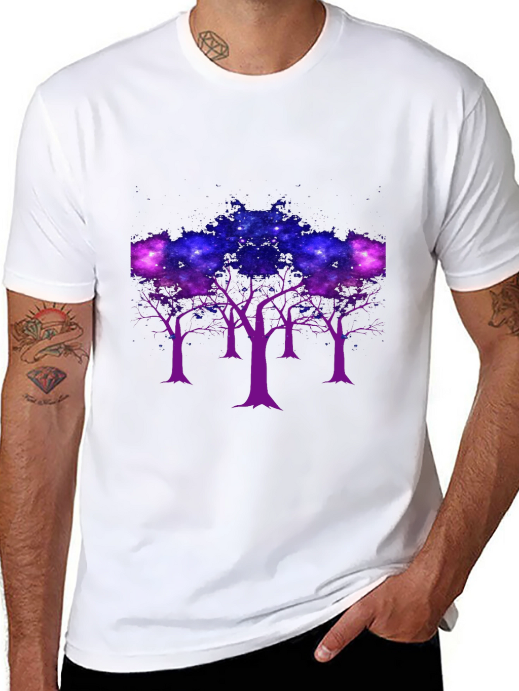 Galaxy Trees Graphic Tee - Black