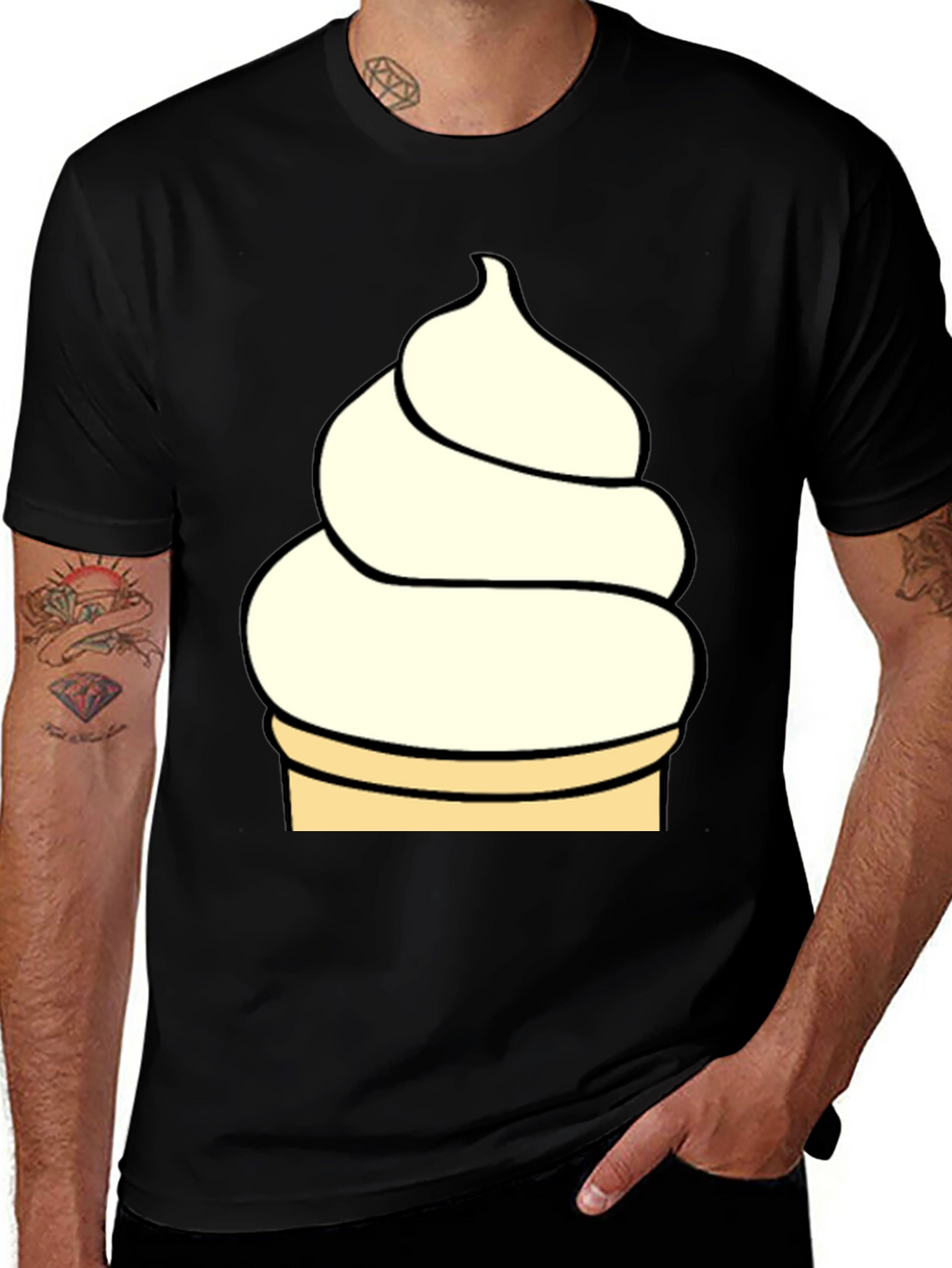 Ice Cream T-Shirt - Black Novelty Tee