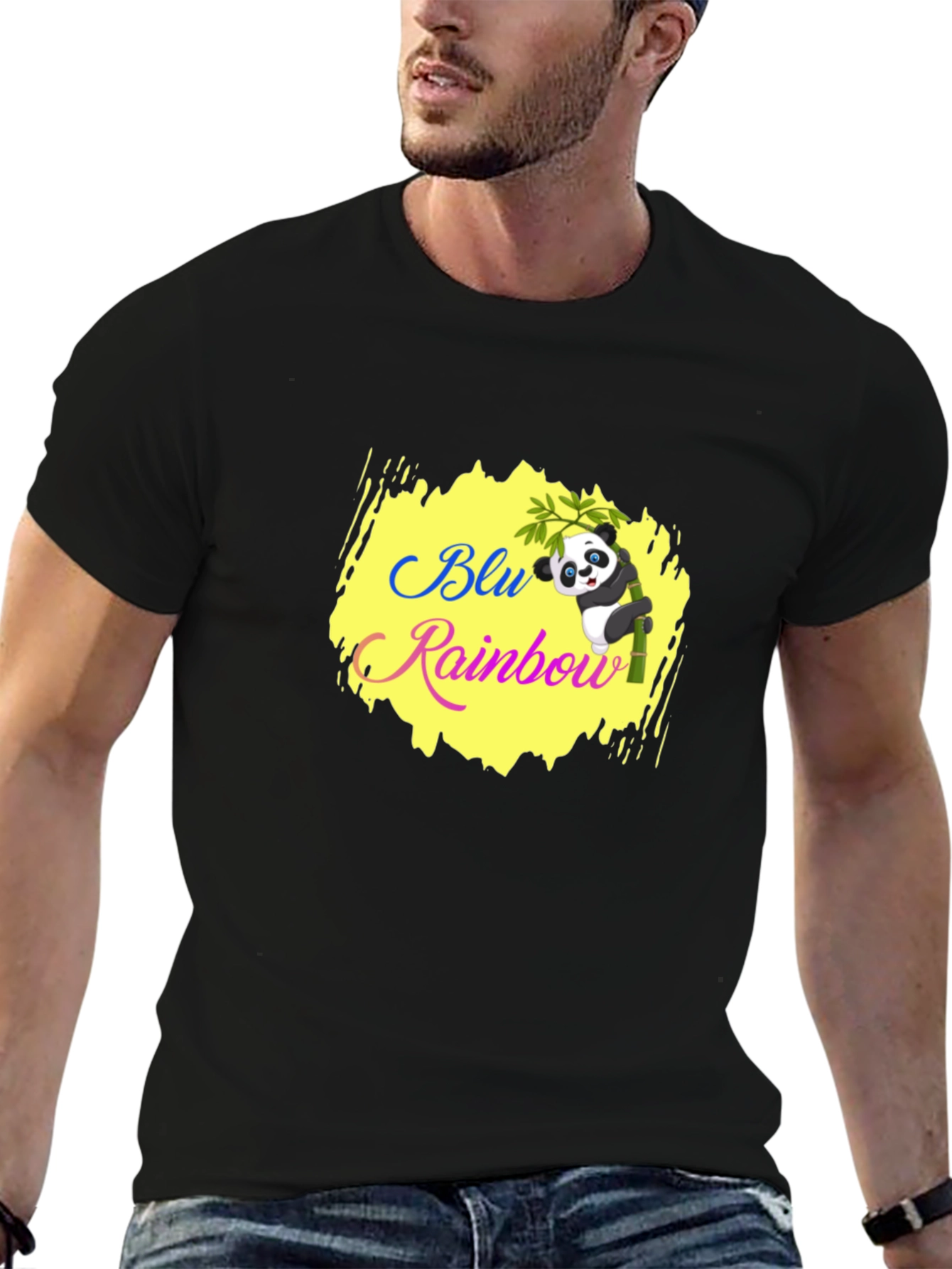 Blu Rainbow Panda T-Shirt - Black
