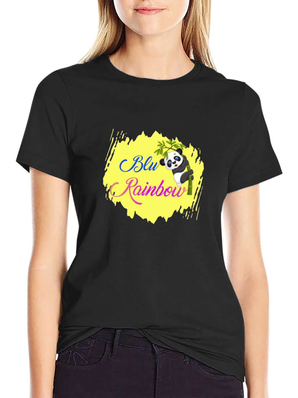 Blu Rainbow Panda T-Shirt - Black