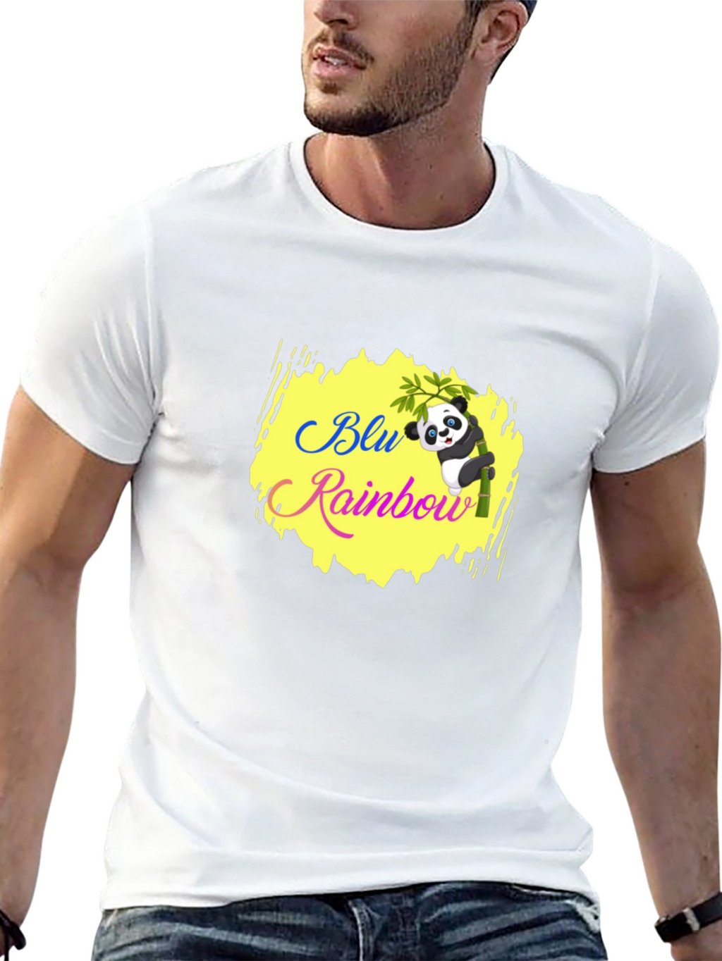 Blu Rainbow Panda T-Shirt - Black