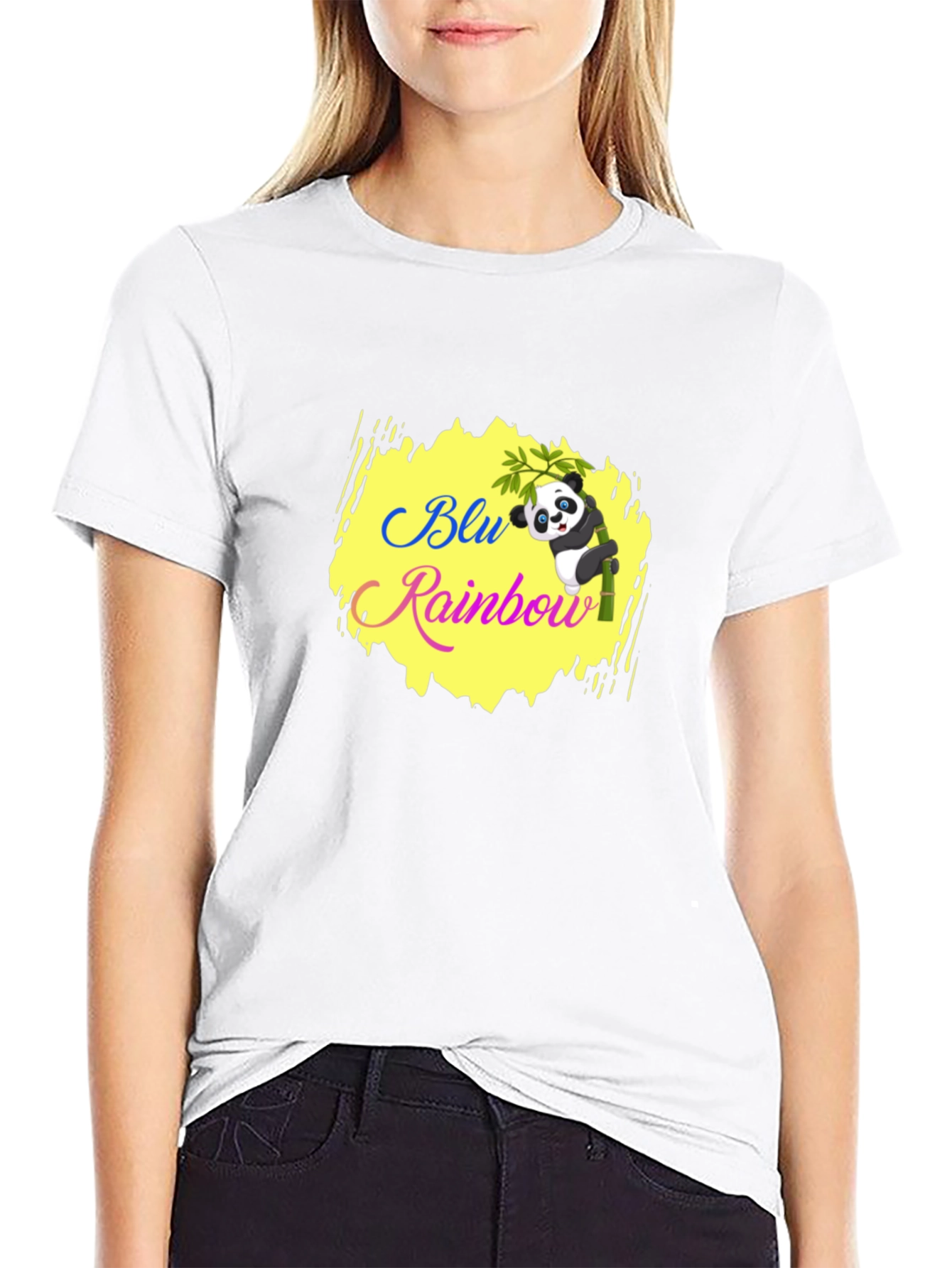 Blu Rainbow Panda T-Shirt - Black