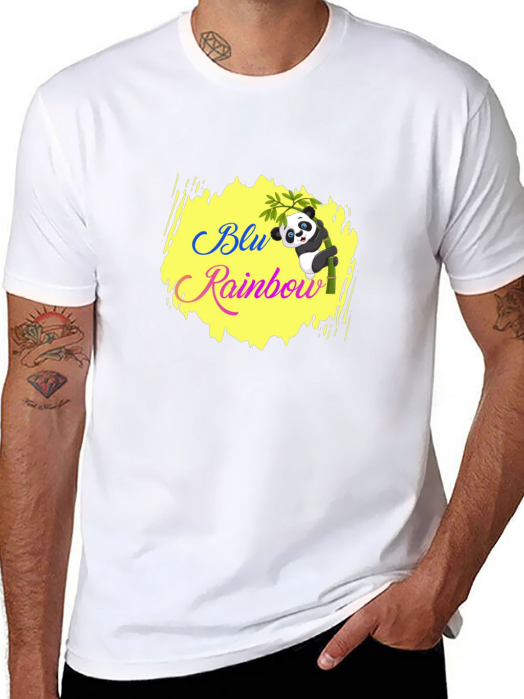 Blu Rainbow Panda T-Shirt - Black