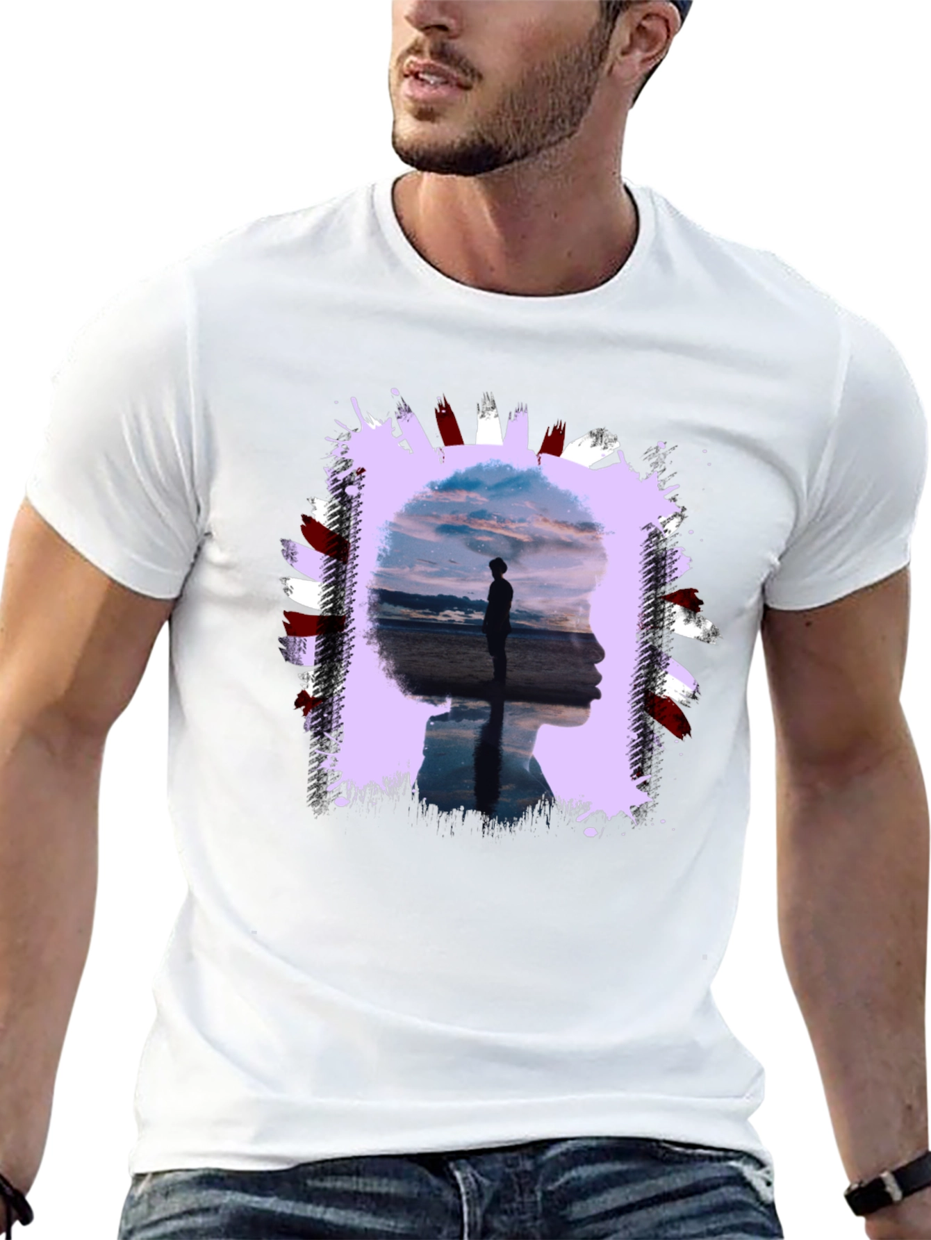 Abstract Silhouette Graphic Tee - Black