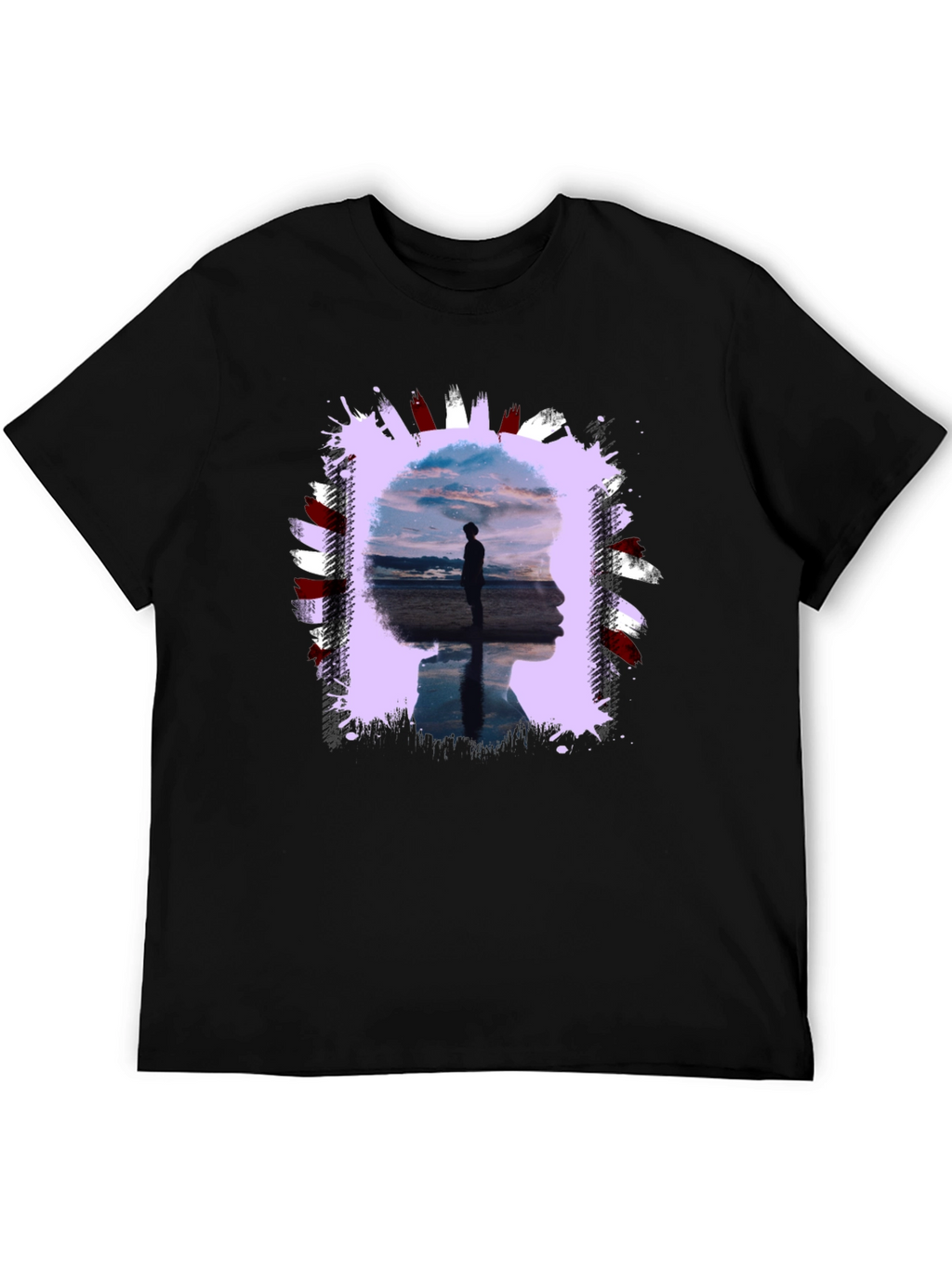 Abstract Silhouette Graphic Tee - Black