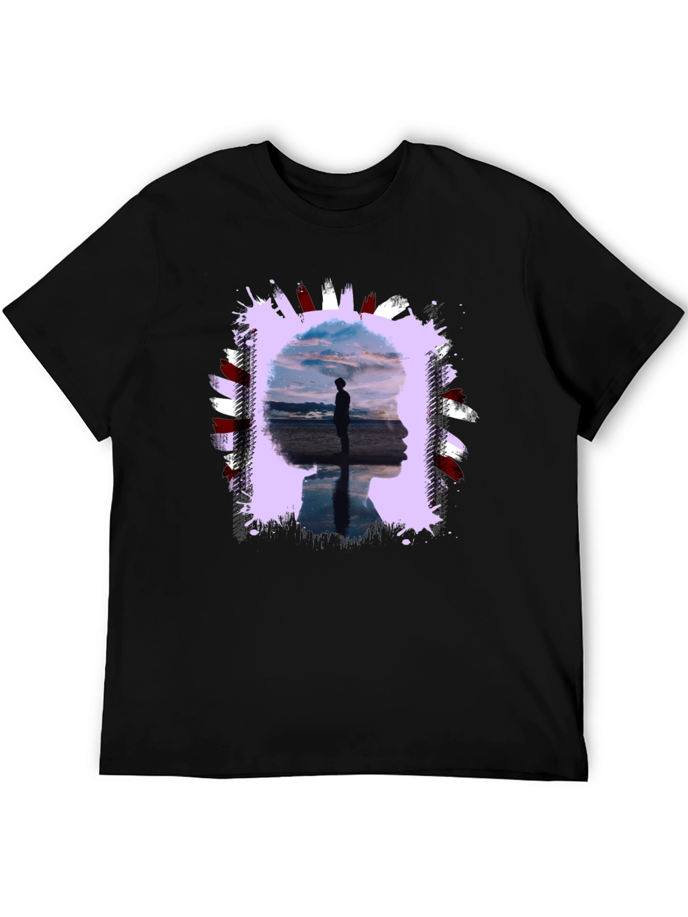 Abstract Silhouette Graphic Tee - Black