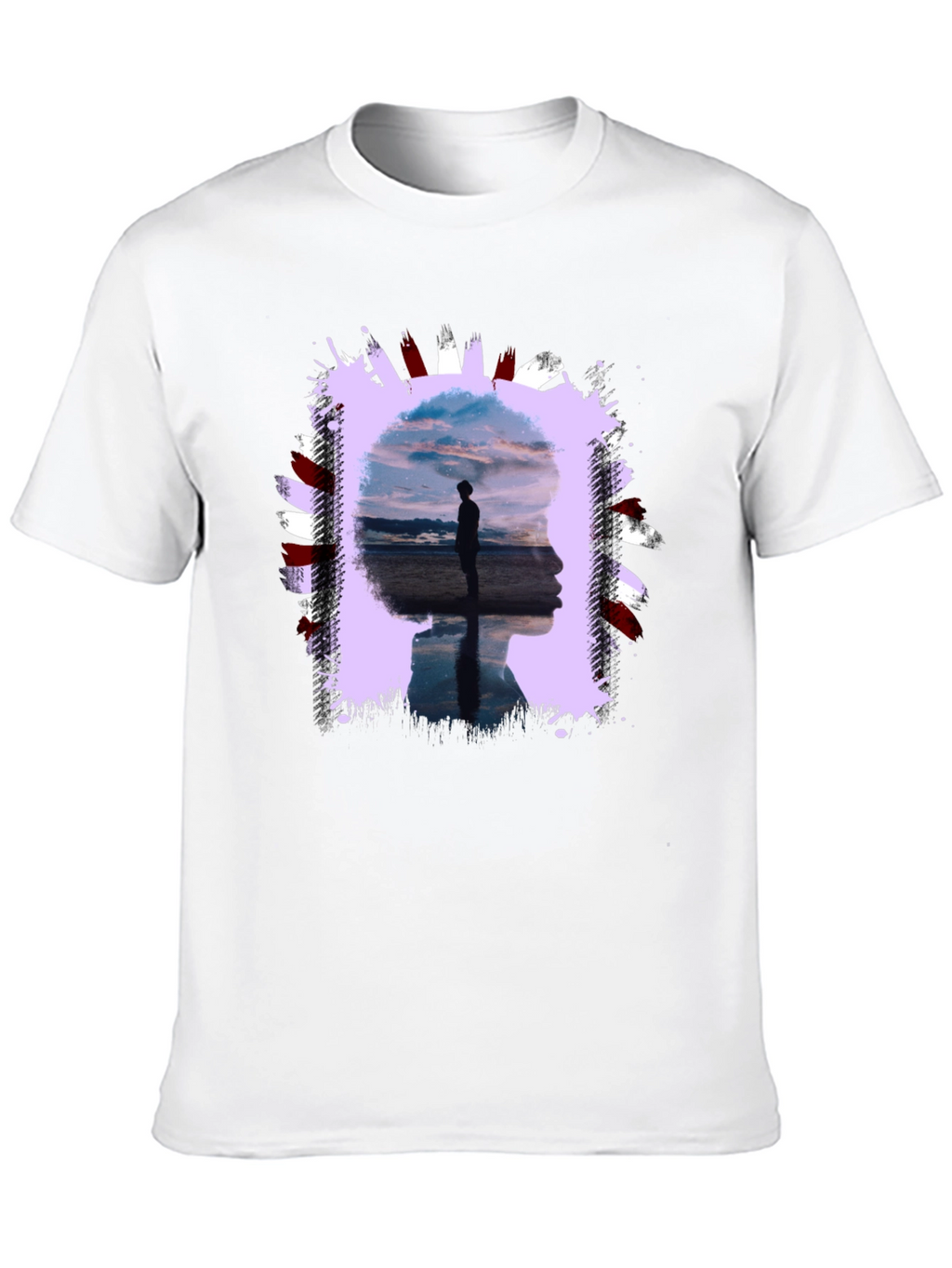 Abstract Silhouette Graphic Tee - Black
