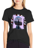 Abstract Silhouette Graphic Tee - Black