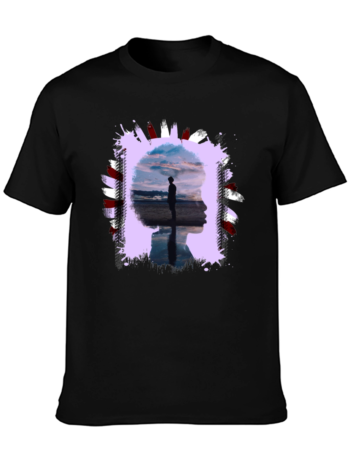 Abstract Silhouette Graphic Tee - Black