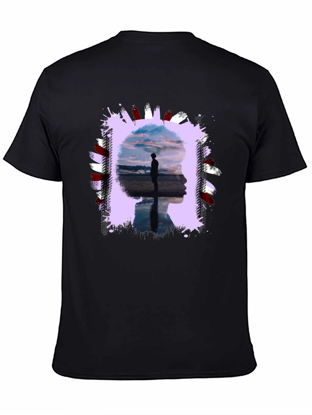 Abstract Silhouette Graphic Tee - Black
