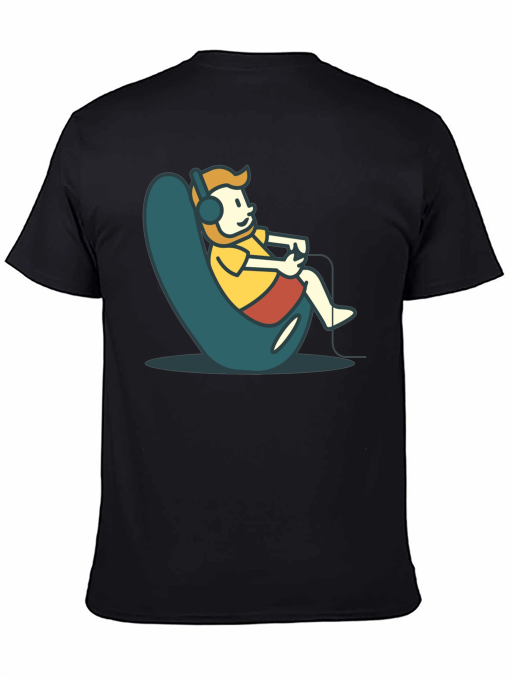 Gamer Cartoon Graphic Tee - Black Cotton Comfort