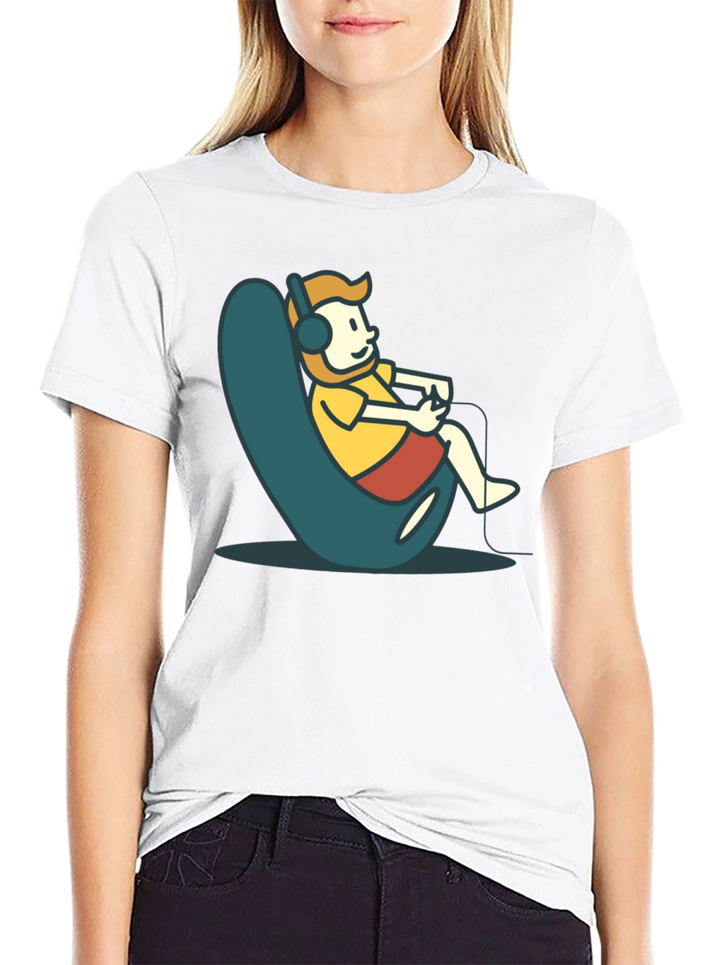 Gamer Cartoon Graphic Tee - Black Cotton Comfort