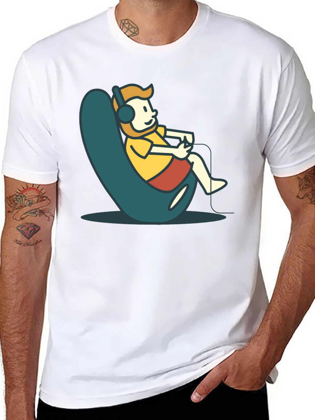 Gamer Cartoon Graphic Tee - Black Cotton Comfort