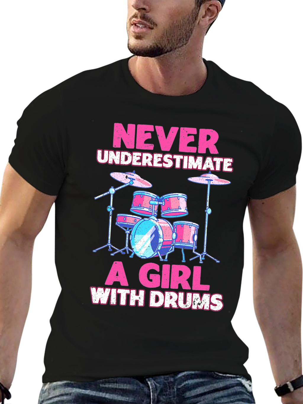 Never Underestimate a Girl With Drums T-Shirt