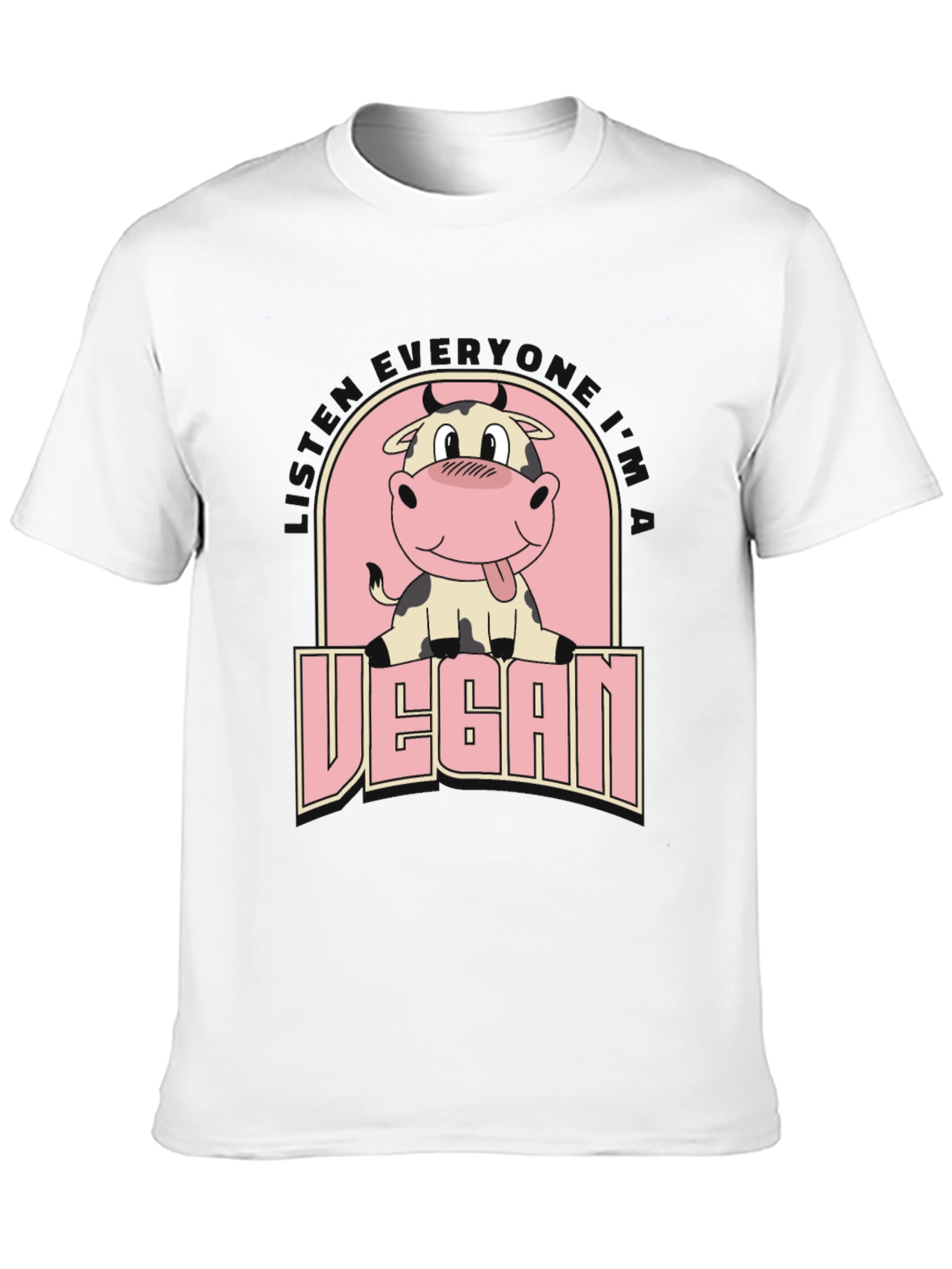 Vegan Cow Graphic Tee - Unisex Black T-Shirt