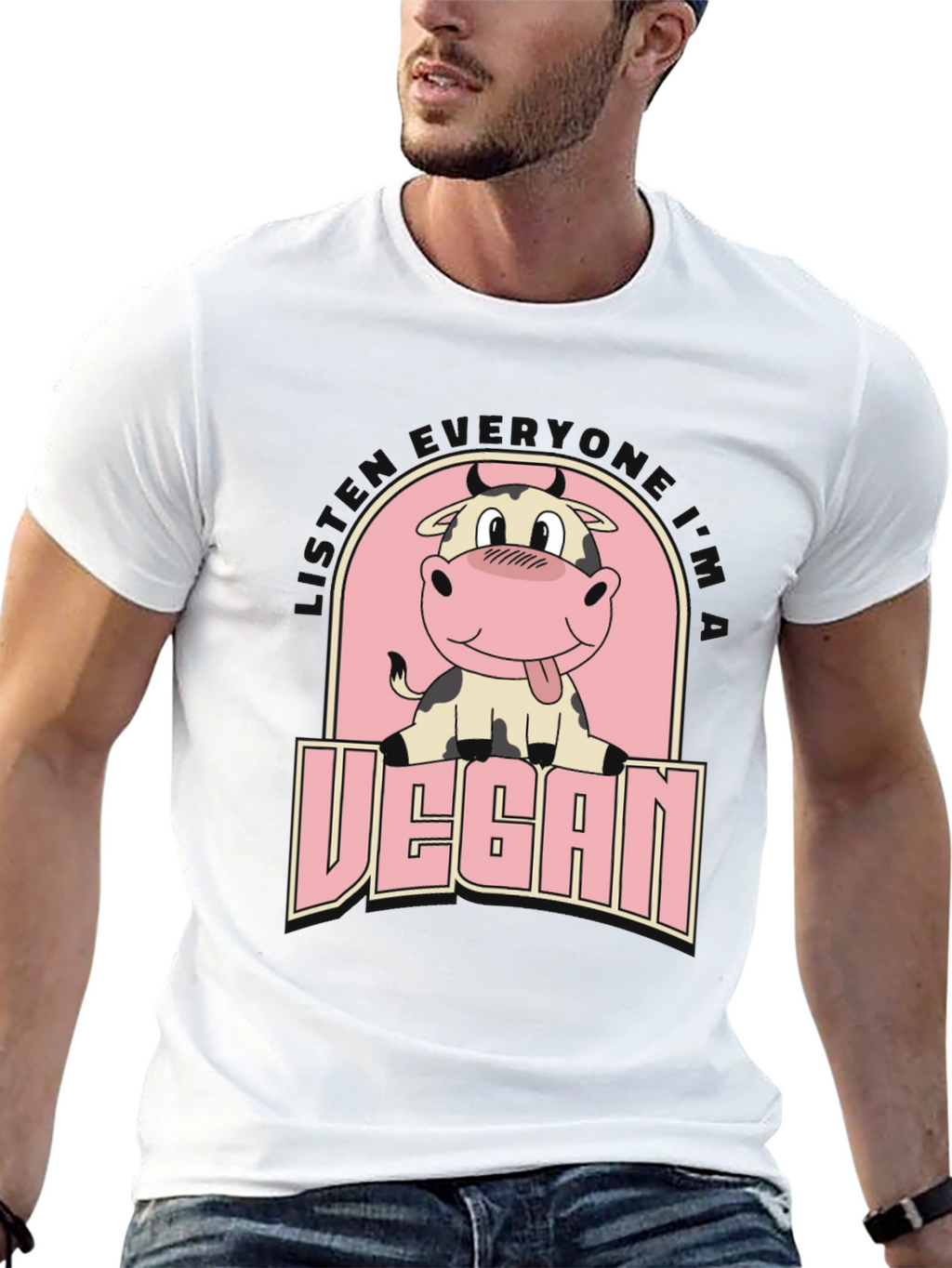 Vegan Cow Graphic Tee - Unisex Black T-Shirt