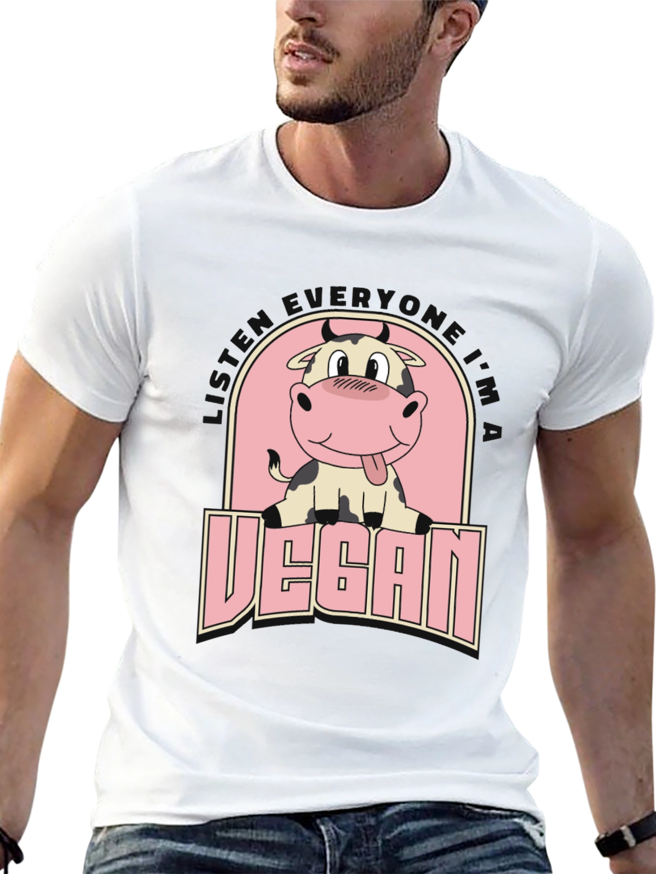 Vegan Cow Graphic Tee - Unisex Black T-Shirt
