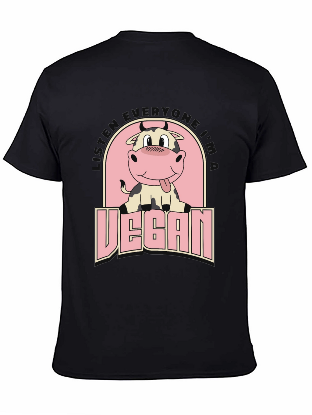 Vegan Cow Graphic Tee - Unisex Black T-Shirt