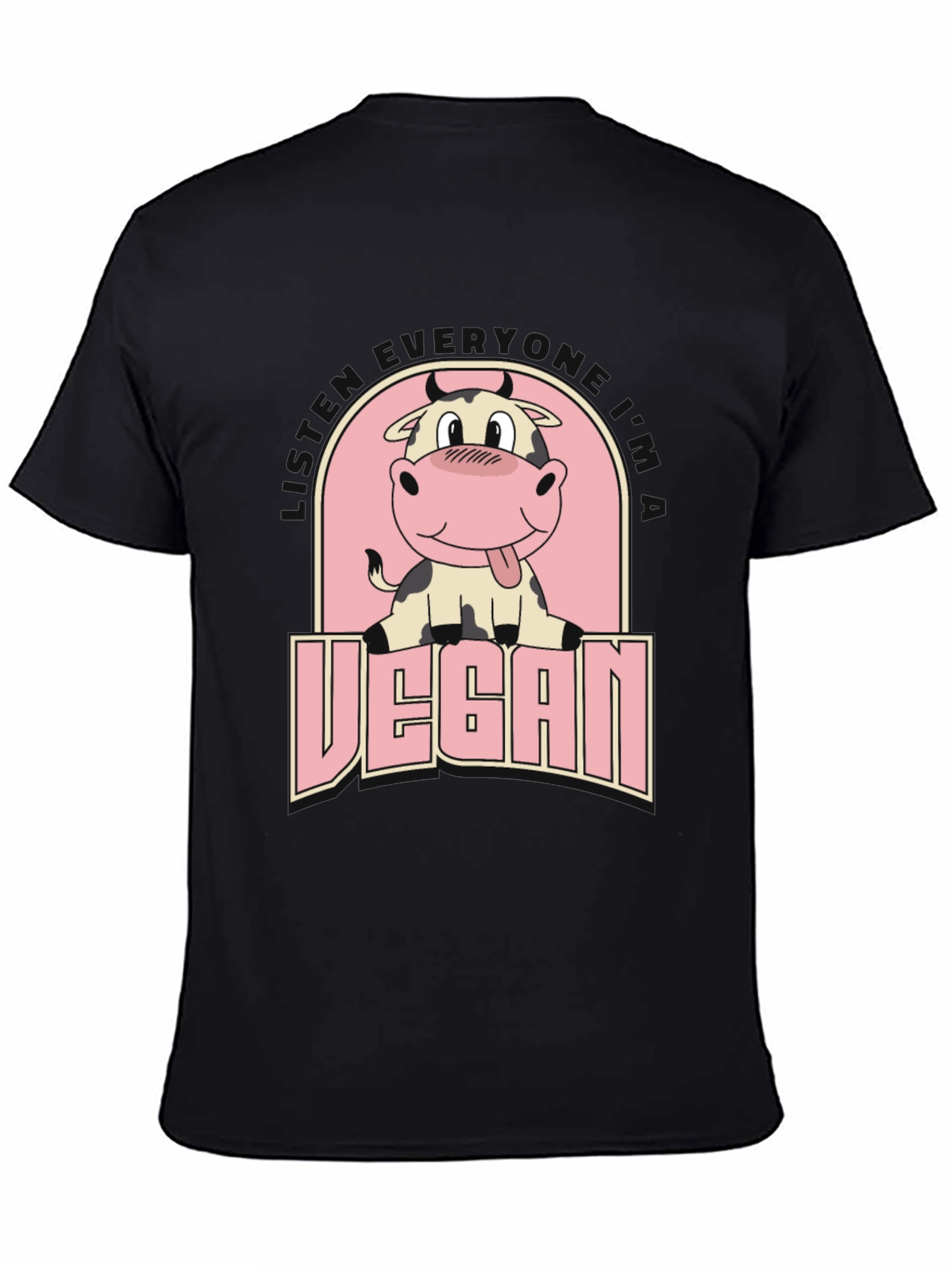Vegan Cow Graphic Tee - Unisex Black T-Shirt
